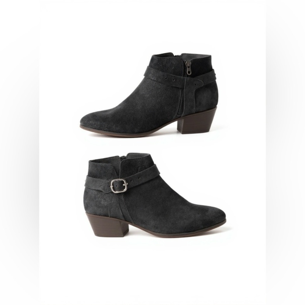 Clarks Womens Ankle Boots Sz 8.5 M Black Leather Straps Comfort Commuter Booties